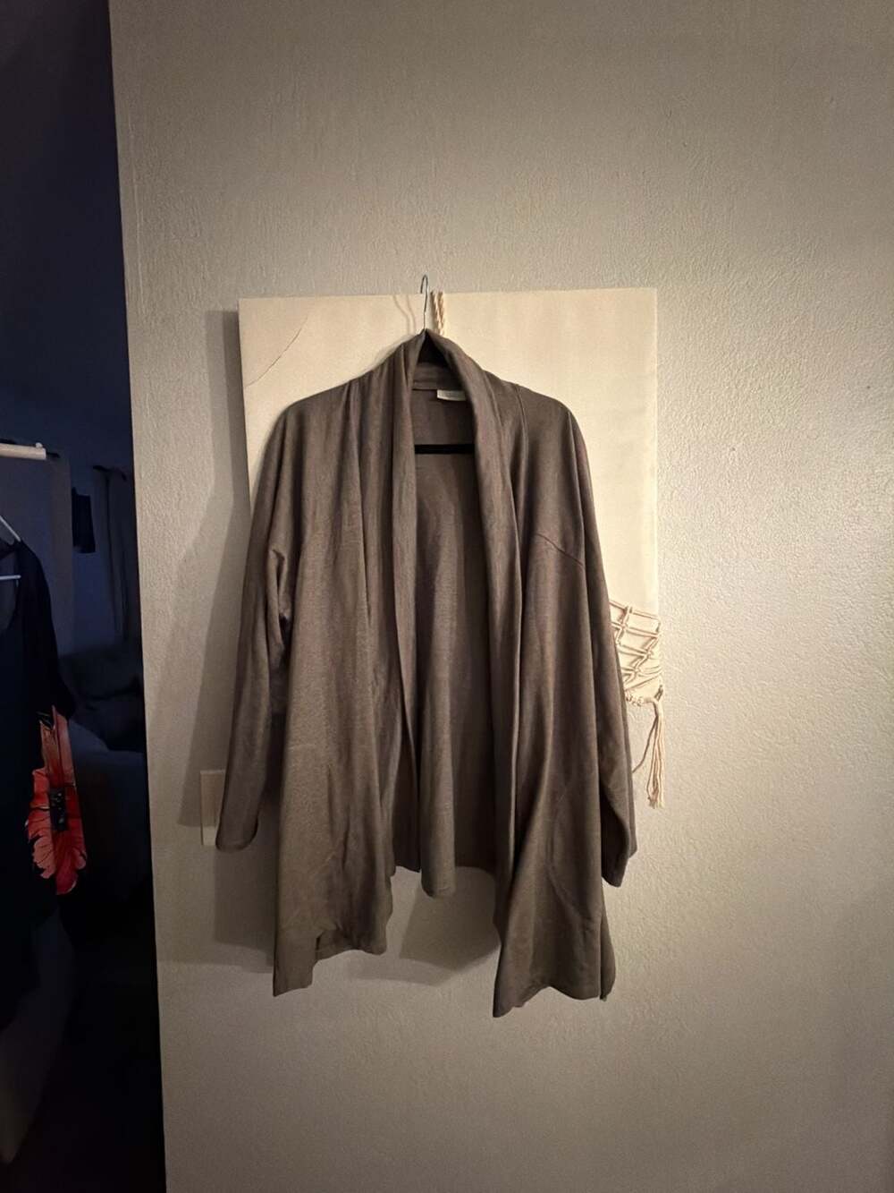 LOGO Lounge by Lori Goldstein 3X green  Open Front Shawl Collar Drape Cardigan